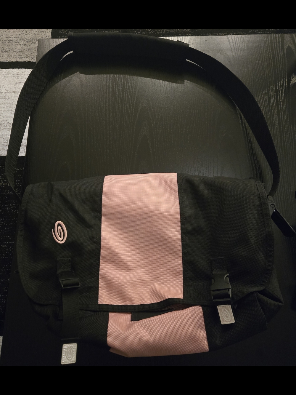 Timbuk2 Black and Pink Classic Laptop Messenger Bag